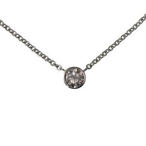14K White Gold Bezel Set Diamond Solitaire Necklace #23767